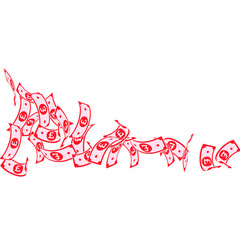 British pound notes falling. Floating GBP bills on