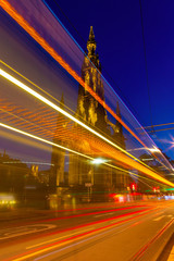 Fototapeta na wymiar Edinburgh at night scene with Speed of Lights