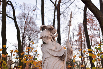 Goddess Minerva statue at evening.