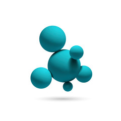 Abstract realistic 3d spheres structure isolated on white background. Vector illustration