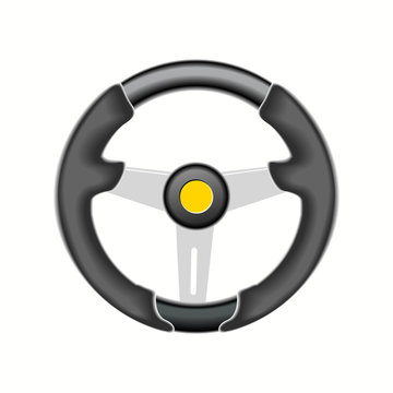 Automobile sports steering wheel, vector illustration, EPS 10.