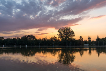 Amazing sunset view of Rowing Venue in city of Plovdiv, Bulgaria
