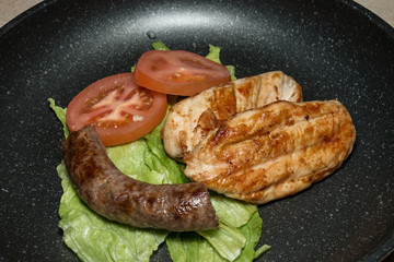 Low-carb diet meal with good nutrition in a pan
