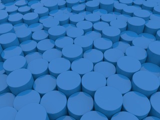 Fototapeta premium Abstract background of blue cylinders. 3d rendering illustration.