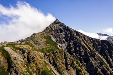 Aerial drone panorama photo - Mt. Kita, tallest mountain in the Southern Japanese Alps.  Japan