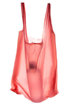 Backlit Pink plastic bag with water bottle