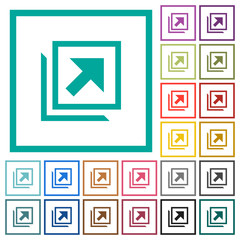Open in new window flat color icons with quadrant frames