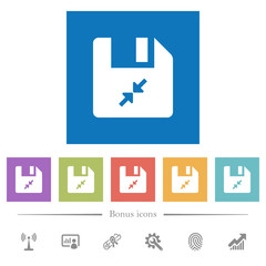 Obraz premium Compress file flat white icons in square backgrounds