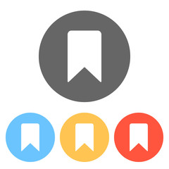 simple bookmark icon. Set of white icons on colored circles