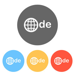 domain of Germany, globe and de. Set of white icons on colored c