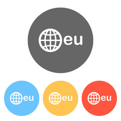 Fototapeta premium domain, European identity, globe and eu. Set of white icons on c
