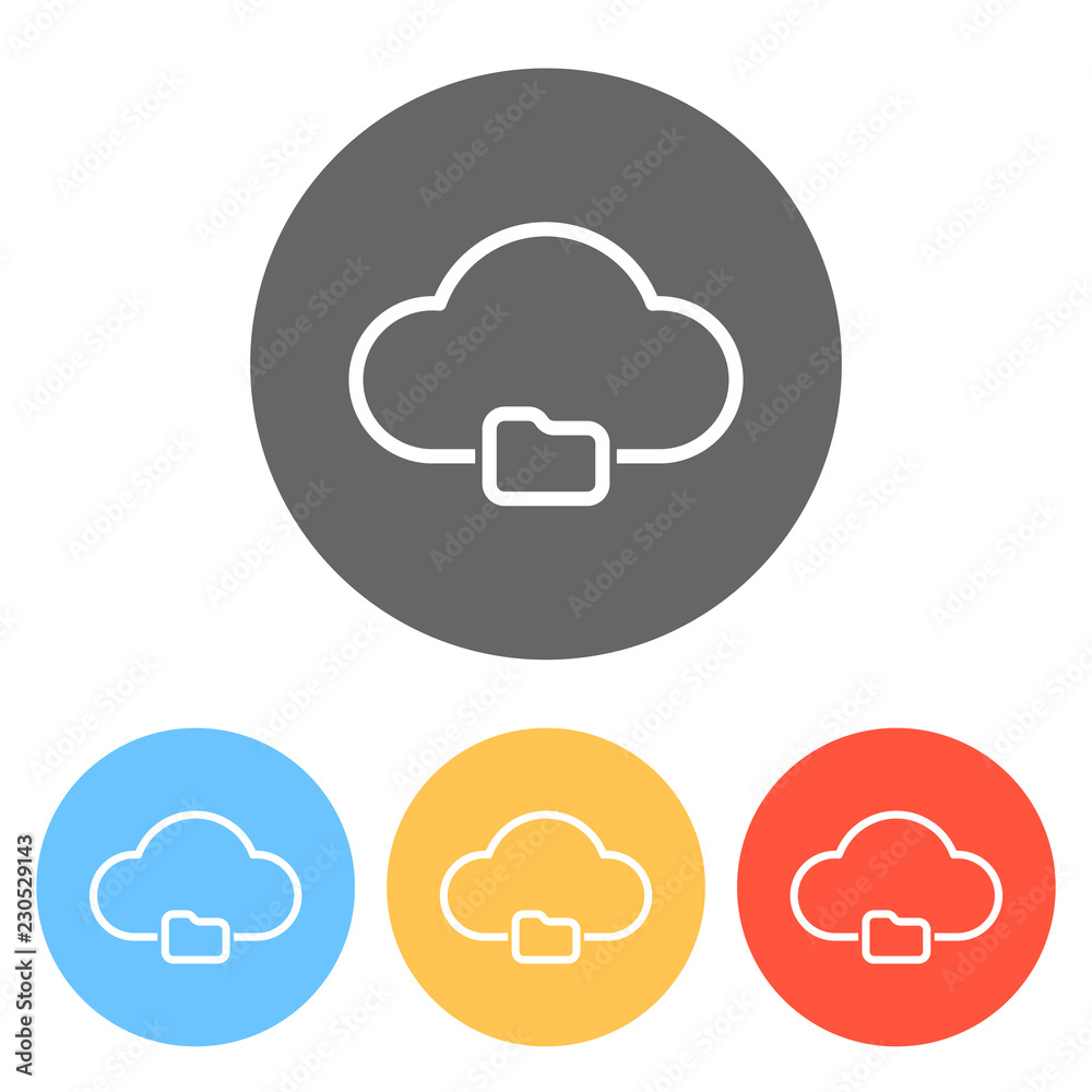 Poster outline simple cloud and folder. linear symbol with thin outline
