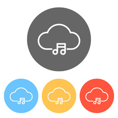 Cloud music library, striming. Simple linear icon with thin outl