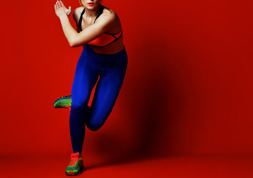 Young girl runner in silhouette isolated on white background. 