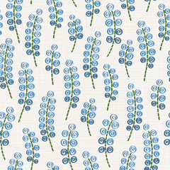  Embroidery floral seamless pattern on linen cloth texture