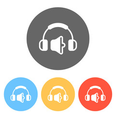 Headphones and volume level. Medium volume level. Simple icon. S