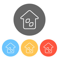 Simple house icon. Linear icon with thin outline. Set of white i
