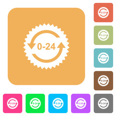 24 hours sticker with arrows rounded square flat icons