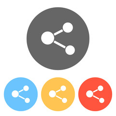 Simple share icon. Set of white icons on colored circles