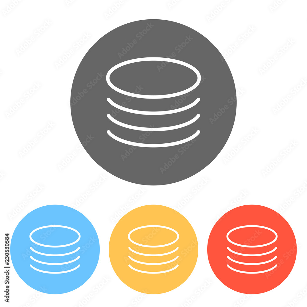 Poster database icon. simple linear symbol, thin outline. set of white