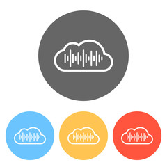 Simple icon with cloud and sound equalizer wave. Thin outline. S