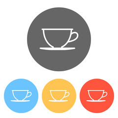 Simple cup of coffee or tea. Linear icon, thin outline. Set of w