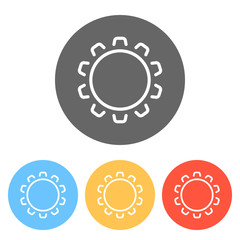 Simple gear or setting. Linear icon, thin outline. Set of white