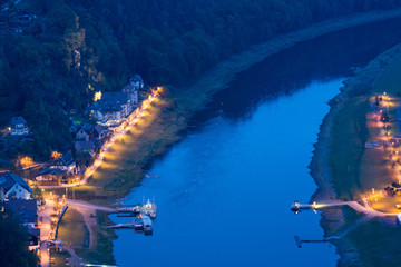 View from the Bastei to the Elbe near Rathen in Saxony / Germany Blick von der Bastei auf die Elbe...