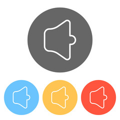 Fototapeta premium Simple volume mute. Linear, thin outline. Set of white icons on