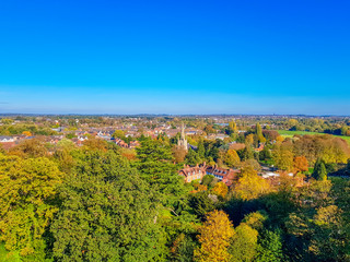 Fototapeta premium Aerial view of Warwick, Warwickshire, United Kingdom
