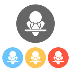 Male speaker icon. Set of white icons on colored circles