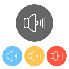 volume max icon. Set of white icons on colored circles