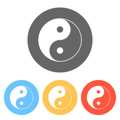 yin yan symbol. Set of white icons on colored circles