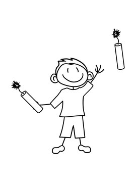tnt dynamit nitro k&uuml;nder bombe werfen explosion angriff anschlag gefahr verr&uuml;ckt begr&uuml;&szlig;en familie gemalt kind kritzel comic cartoon junge mann cool clipart gl&uuml;cklich lustig frech bruder design