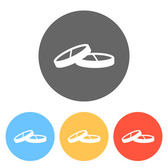 Pills or vitamin. Set of white icons on colored circles