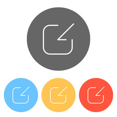 Share, login or download. Diagonal arrow into square. Set of whi