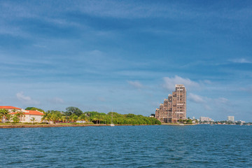 Fototapeta na wymiar Buildings by water in Biscayne Bay near Miami, Florida, USA