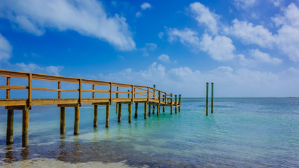 Wooden pier extending into the sea in Florida, USA