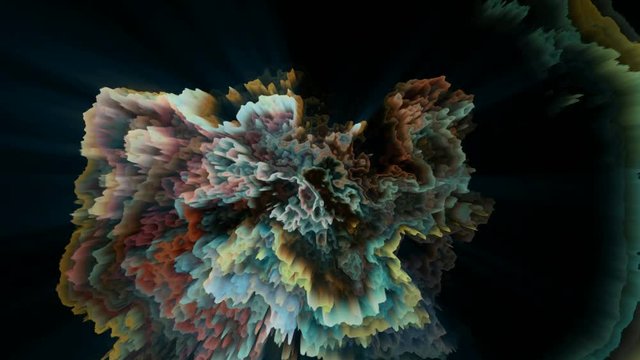 Abstract 3D loop of fractal turbulence. Glitch art.