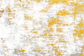 White and golden messy wall cement texture background. Decoration wall paint.