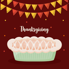 pie apple of thanksgiving day with garlands