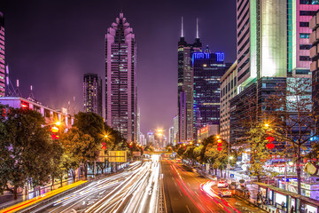Fototapeta na wymiar Urban Nightscape Traffic in Shenzhen
