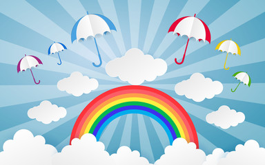 Color Full Cloud Paper Style art vector illustration