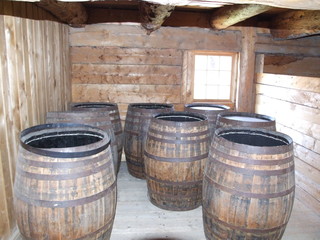 old wooden barrels