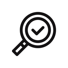 Magnifying glass with check mark vector icon