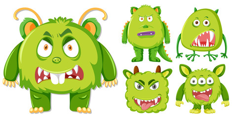 Set of green monster character © brgfx