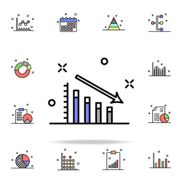 fall chart colored icon. Business charts icons universal set for web and mobile