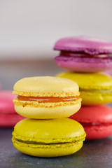 macaroons on a dark table