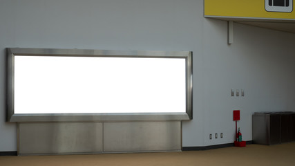 blank advertising billboard at airport,Mock up Poster media template Ads display in Subway station escalator