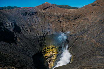 The crater of the volcano Gunung Bromo (called Eye of Bromo). View from the observation deck on the edge of the crater. Bromo Tengger Semeru National Park. Indonesia © Pantira